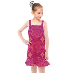 Flower Wheel Chakra Mandala Modern Kids  Overall Dress by Simbadda