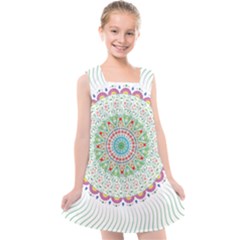 Flower Abstract Floral Kids  Cross Back Dress by Simbadda