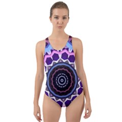 Mandala Art Design Pattern Cut-out Back One Piece Swimsuit by Simbadda