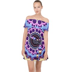 Mandala Art Design Pattern Off Shoulder Chiffon Dress