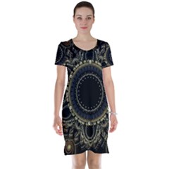 Fractal Mandala Intricate Short Sleeve Nightdress by Simbadda