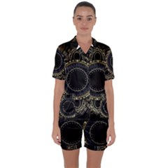 Fractal Mandala Intricate Satin Short Sleeve Pyjamas Set by Simbadda