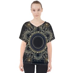 Fractal Mandala Intricate V-neck Dolman Drape Top by Simbadda