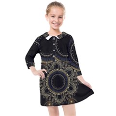 Fractal Mandala Intricate Kids  Quarter Sleeve Shirt Dress