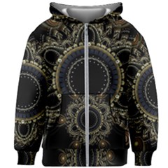 Fractal Mandala Intricate Kids Zipper Hoodie Without Drawstring by Simbadda