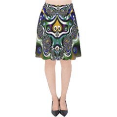 Fractal Art Artwork Design Pattern Velvet High Waist Skirt by Simbadda