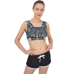 Fractal Art Artwork Design Pattern V-back Sports Bra