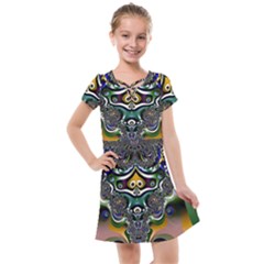 Fractal Art Artwork Design Pattern Kids  Cross Web Dress by Simbadda