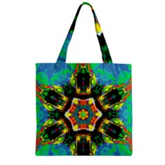 Chakra Art Heart Healing Blue Zipper Grocery Tote Bag by Simbadda