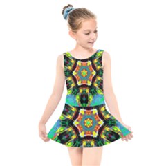 Chakra Art Heart Healing Blue Kids  Skater Dress Swimsuit