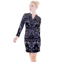 Art Fractal Artwork Design Button Long Sleeve Dress by Simbadda