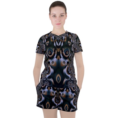 Art Fractal Artwork Design Women s Tee And Shorts Set by Simbadda