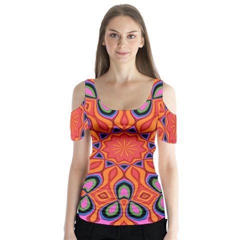 Abstract Art Abstract Background Butterfly Sleeve Cutout Tee  by Simbadda