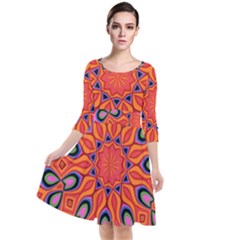 Abstract Art Abstract Background Quarter Sleeve Waist Band Dress