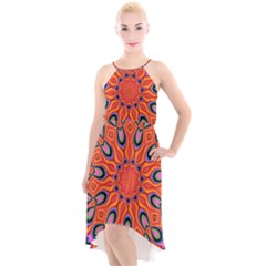 Abstract Art Abstract Background High-low Halter Chiffon Dress 