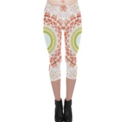 Fractal Kaleidoscope Mandala Capri Leggings  by Simbadda