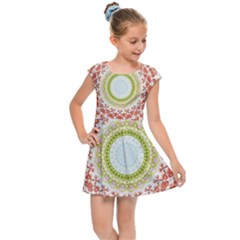 Fractal Kaleidoscope Mandala Kids Cap Sleeve Dress by Simbadda