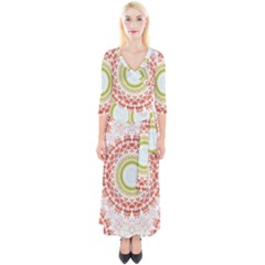 Fractal Kaleidoscope Mandala Quarter Sleeve Wrap Maxi Dress