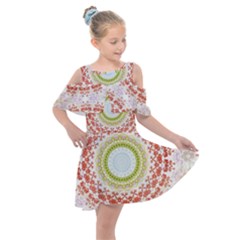 Fractal Kaleidoscope Mandala Kids  Shoulder Cutout Chiffon Dress