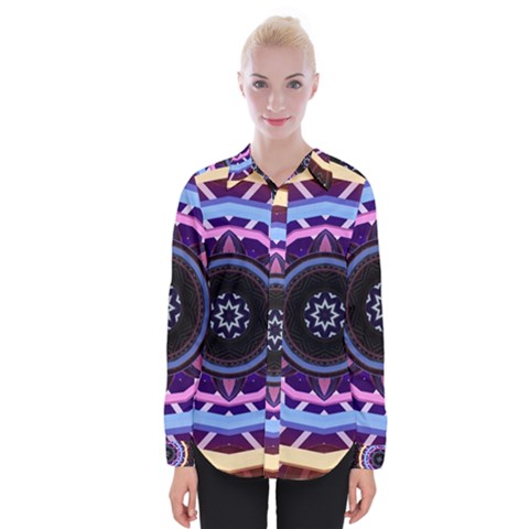 Mandala Art Design Pattern Womens Long Sleeve Shirt by Simbadda