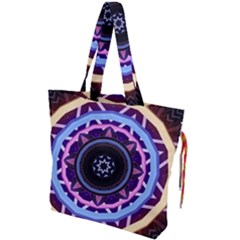 Mandala Art Design Pattern Drawstring Tote Bag by Simbadda