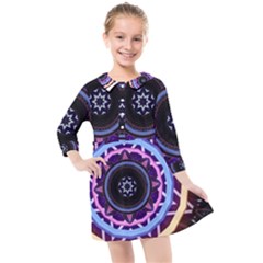 Mandala Art Design Pattern Kids  Quarter Sleeve Shirt Dress