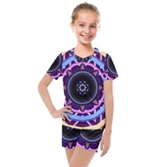 Mandala Art Design Pattern Kids  Mesh Tee And Shorts Set