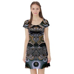 Fractal Art Artwork Design Short Sleeve Skater Dress by Simbadda