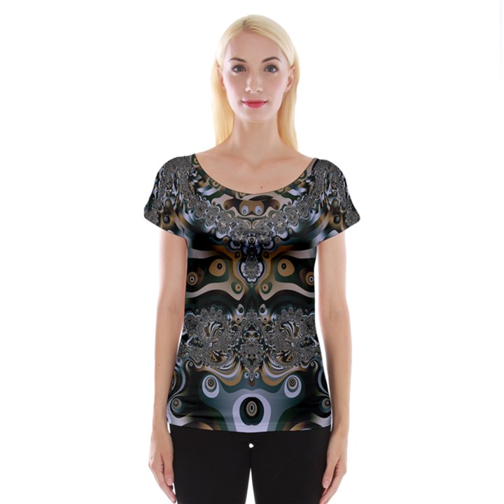 Fractal Art Artwork Design Cap Sleeve Top