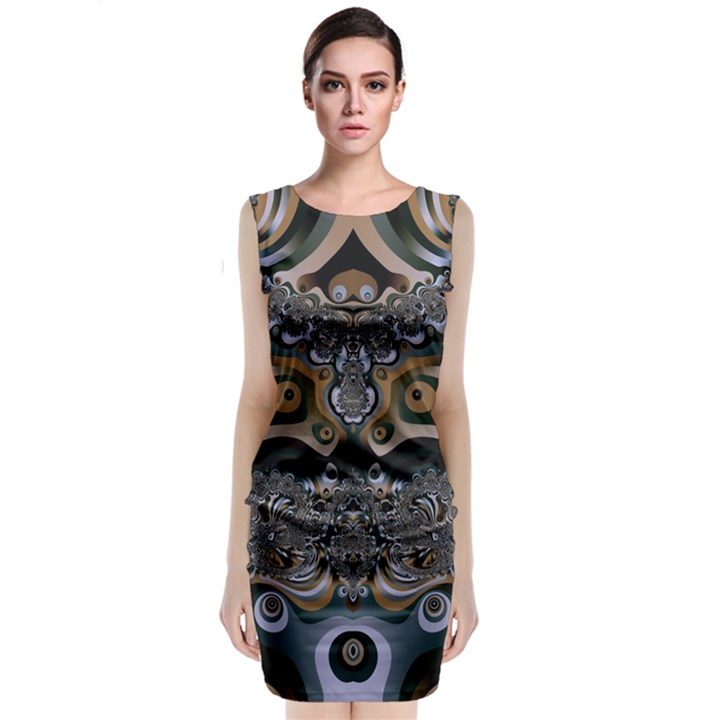 Fractal Art Artwork Design Sleeveless Velvet Midi Dress