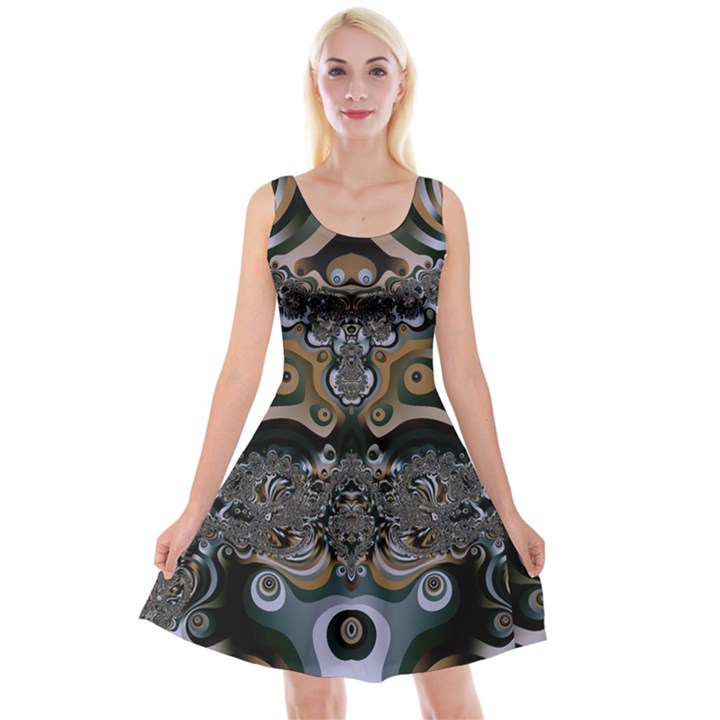 Fractal Art Artwork Design Reversible Velvet Sleeveless Dress