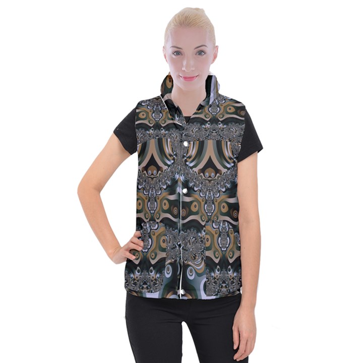 Fractal Art Artwork Design Women s Button Up Vest