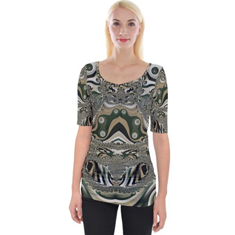 Fractal Art Artwork Design Wide Neckline Tee by Simbadda