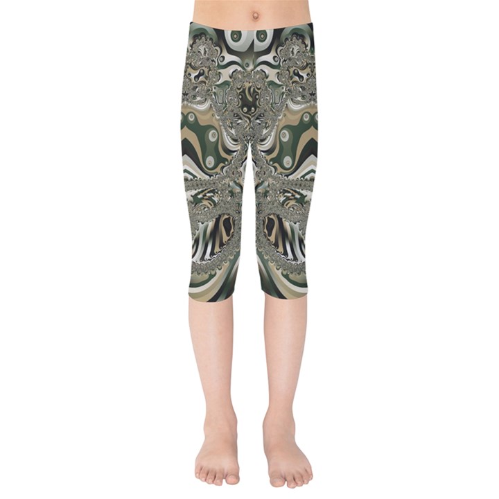 Fractal Art Artwork Design Kids  Capri Leggings 