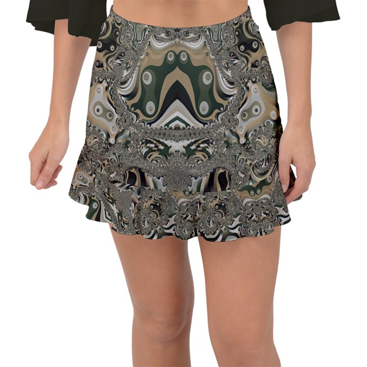 Fractal Art Artwork Design Fishtail Mini Chiffon Skirt