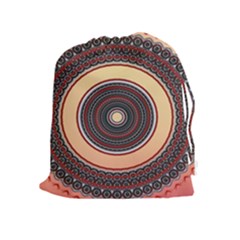 Ornamental Shape Concentric Round Drawstring Pouch (xl) by Simbadda