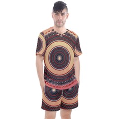 Ornamental Shape Concentric Round Men s Mesh Tee And Shorts Set