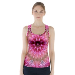 Flower Mandala Art Pink Abstract Racer Back Sports Top by Simbadda