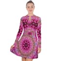 Flower Mandala Art Pink Abstract Long Sleeve Panel Dress View1