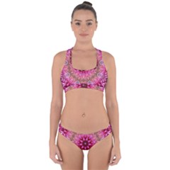 Flower Mandala Art Pink Abstract Cross Back Hipster Bikini Set by Simbadda