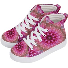 Flower Mandala Art Pink Abstract Kid s Hi-top Skate Sneakers by Simbadda