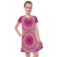 Flower Mandala Art Pink Abstract Kids  Cross Web Dress