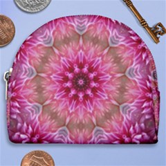 Flower Mandala Art Pink Abstract Horseshoe Style Canvas Pouch