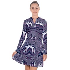 Fractal Art Artwork Design Long Sleeve Panel Dress