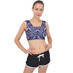 Fractal Art Artwork Design V-back Sports Bra