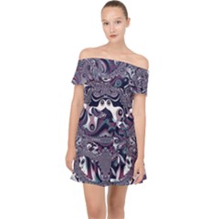 Fractal Art Artwork Design Off Shoulder Chiffon Dress