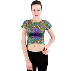 Points Mandala Kaleidoscope Crew Neck Crop Top by Simbadda