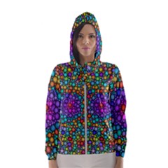 Points Mandala Kaleidoscope Hooded Windbreaker (women) by Simbadda