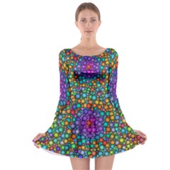 Points Mandala Kaleidoscope Long Sleeve Skater Dress by Simbadda