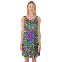 Points Mandala Kaleidoscope Sleeveless Satin Nightdress